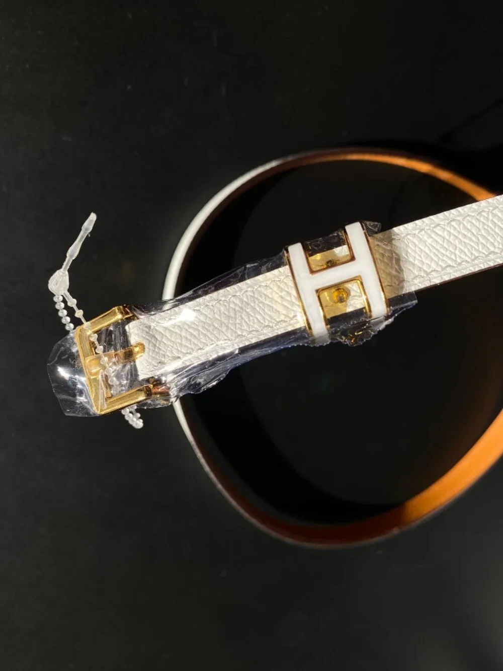 Hermès 15mm Pop H White Epsom Leather Belt Gold Hardware Size 80 France NWOT